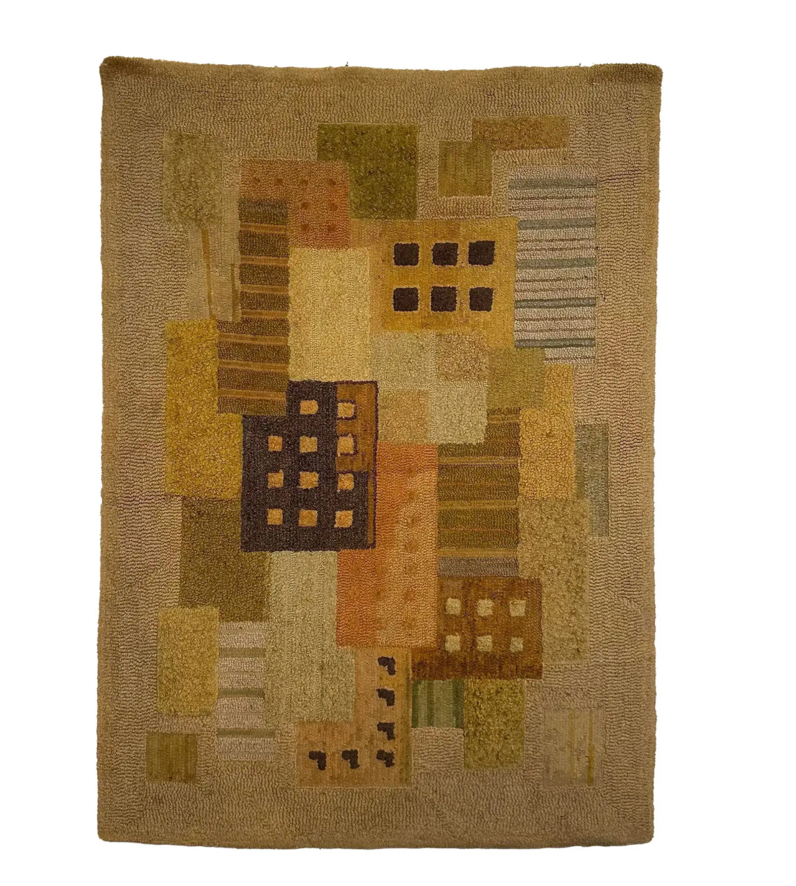 Mid Century Modern George Wells Hand Hooked Fiber Art Rug