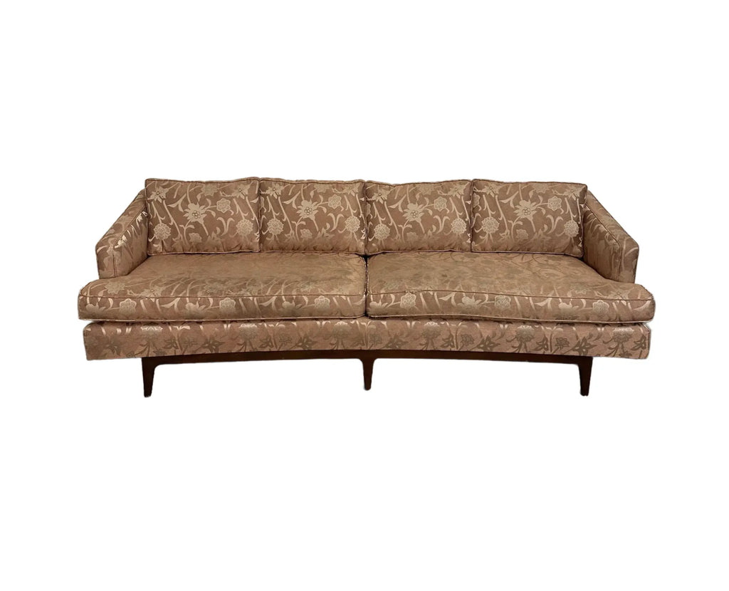 Mid Century Modern Curved Sculpted Walnut Sofa