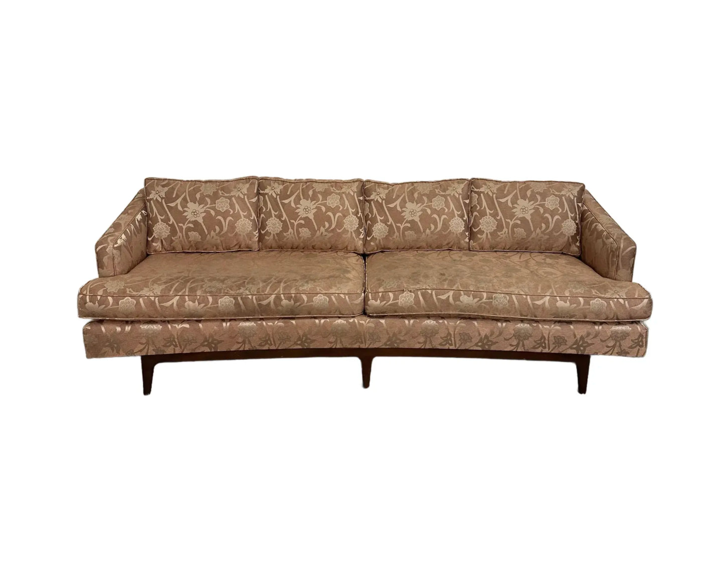 Mid Century Modern Curved Sculpted Walnut Sofa