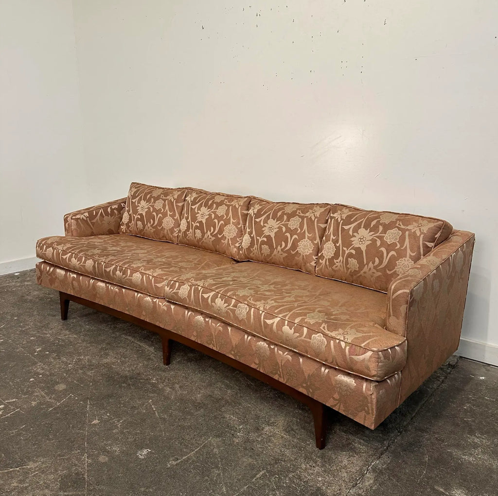 Mid Century Modern Curved Sculpted Walnut Sofa