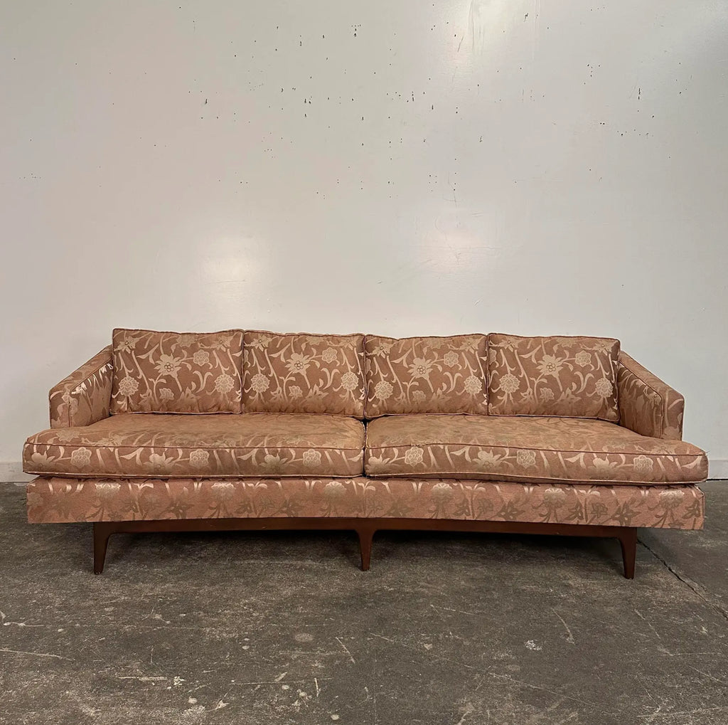 Mid Century Modern Curved Sculpted Walnut Sofa