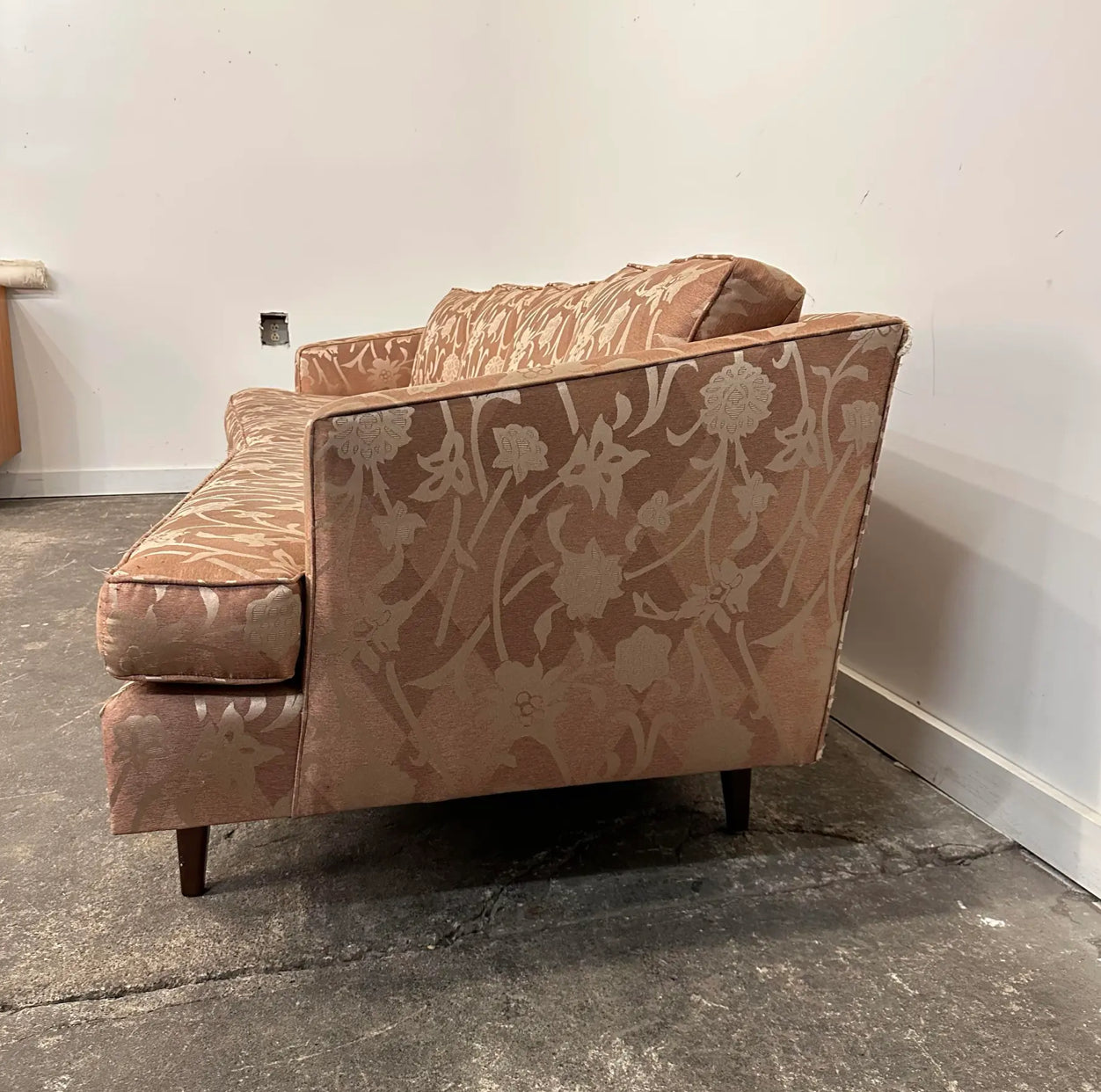 Mid Century Modern Curved Sculpted Walnut Sofa