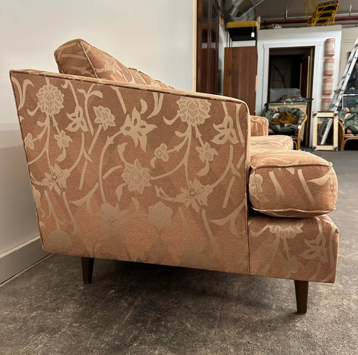 Mid Century Modern Curved Sculpted Walnut Sofa