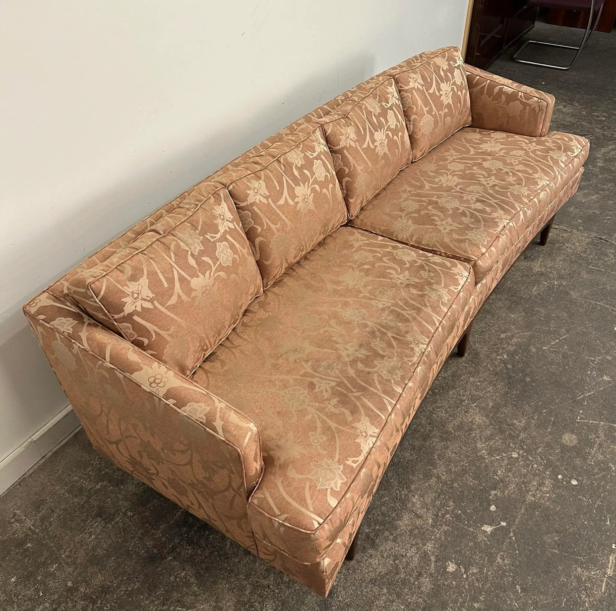 Mid Century Modern Curved Sculpted Walnut Sofa