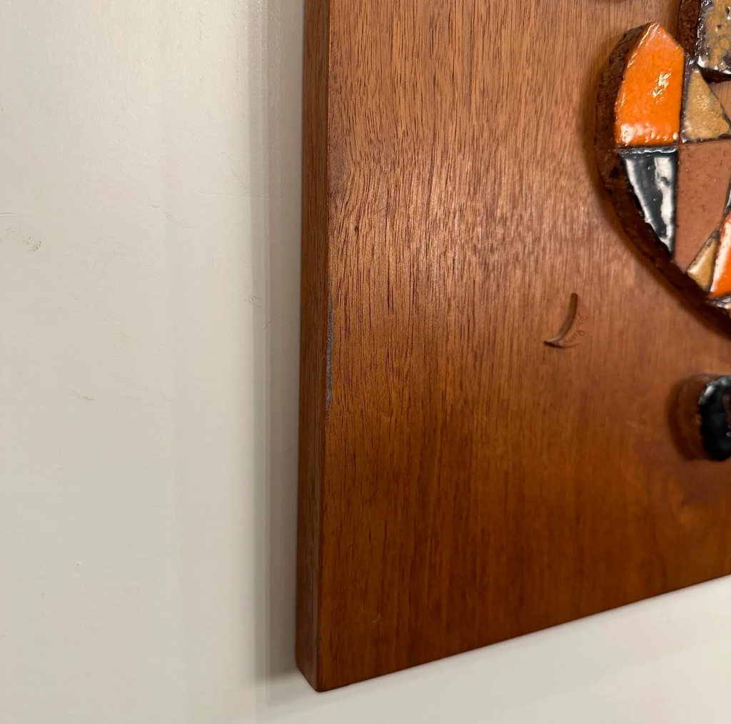 Ceramic Mosaic on Teak Wood La Luna