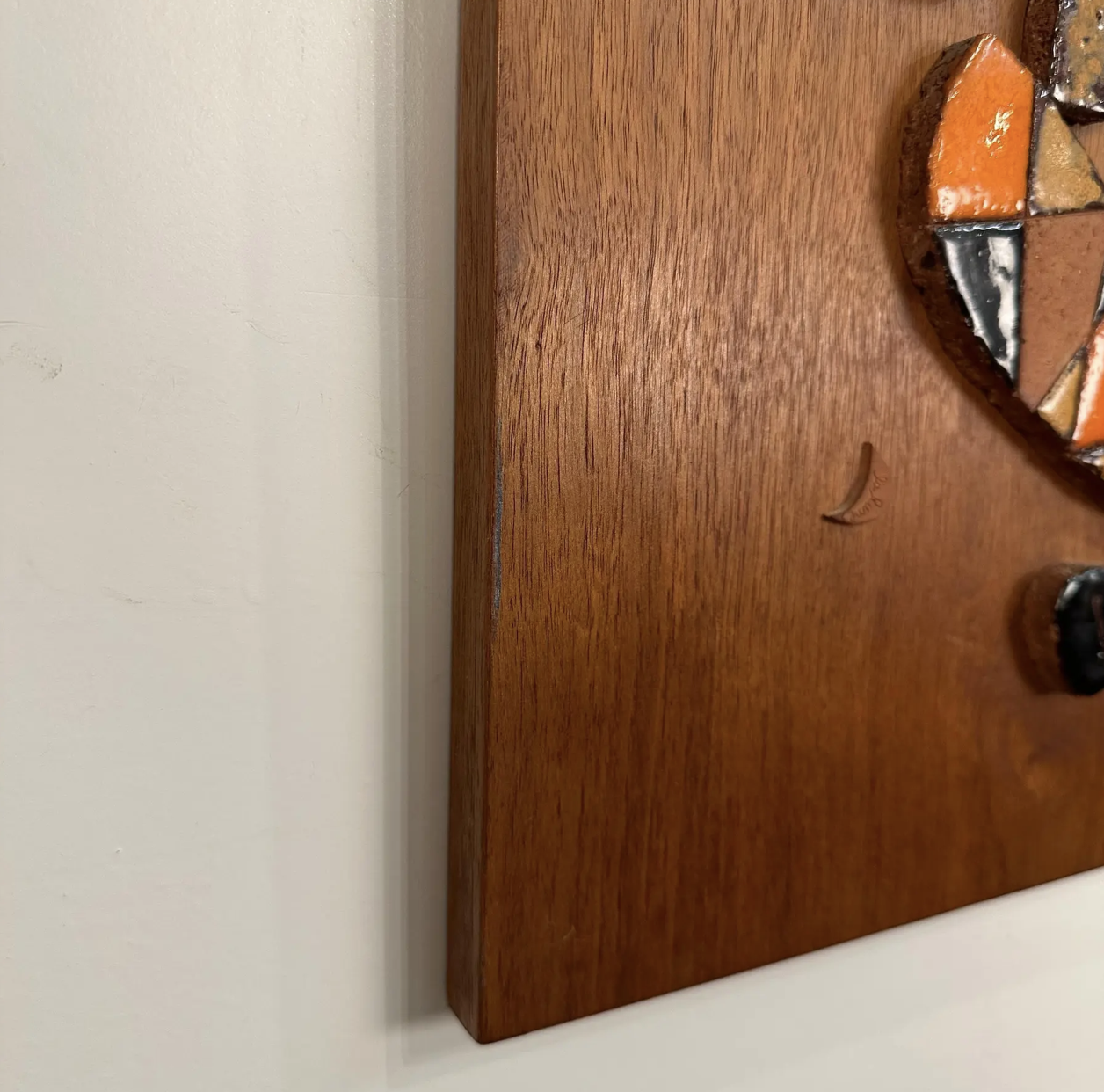 Ceramic Mosaic on Teak Wood La Luna