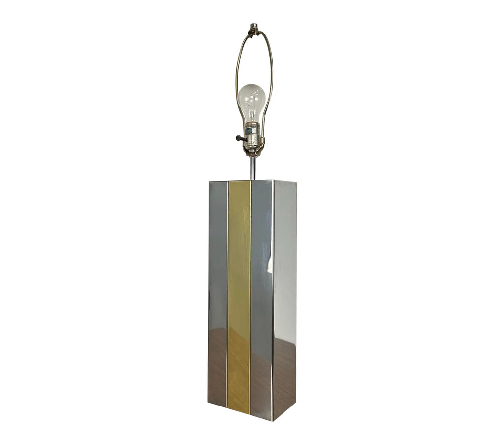 Robert Sonneman Chrome and Brass Table Lamp Style of Paul Evans