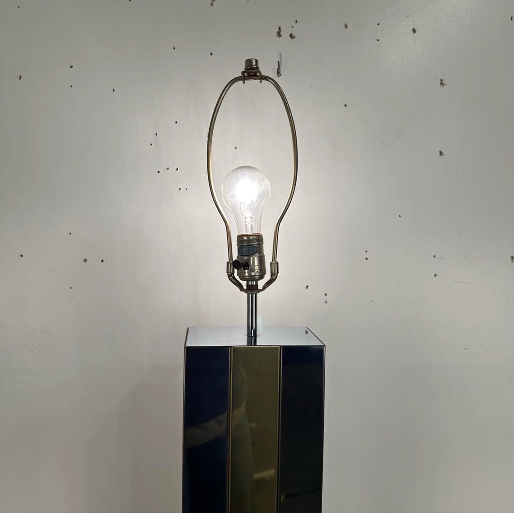 Robert Sonneman Chrome and Brass Table Lamp Style of Paul Evans