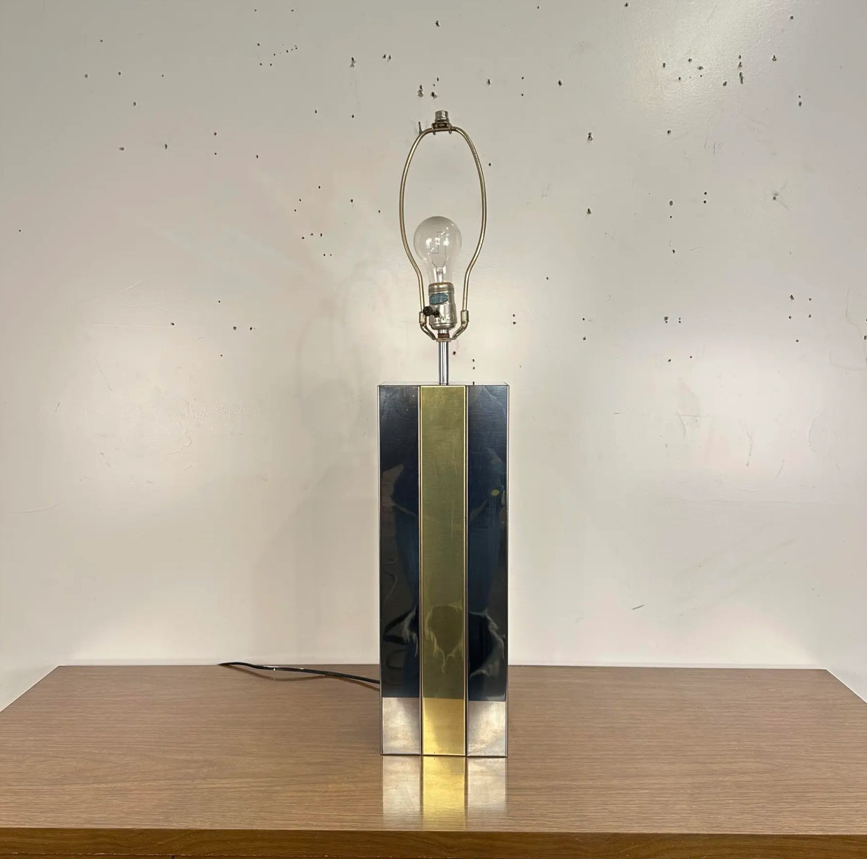 Robert Sonneman Chrome and Brass Table Lamp Style of Paul Evans