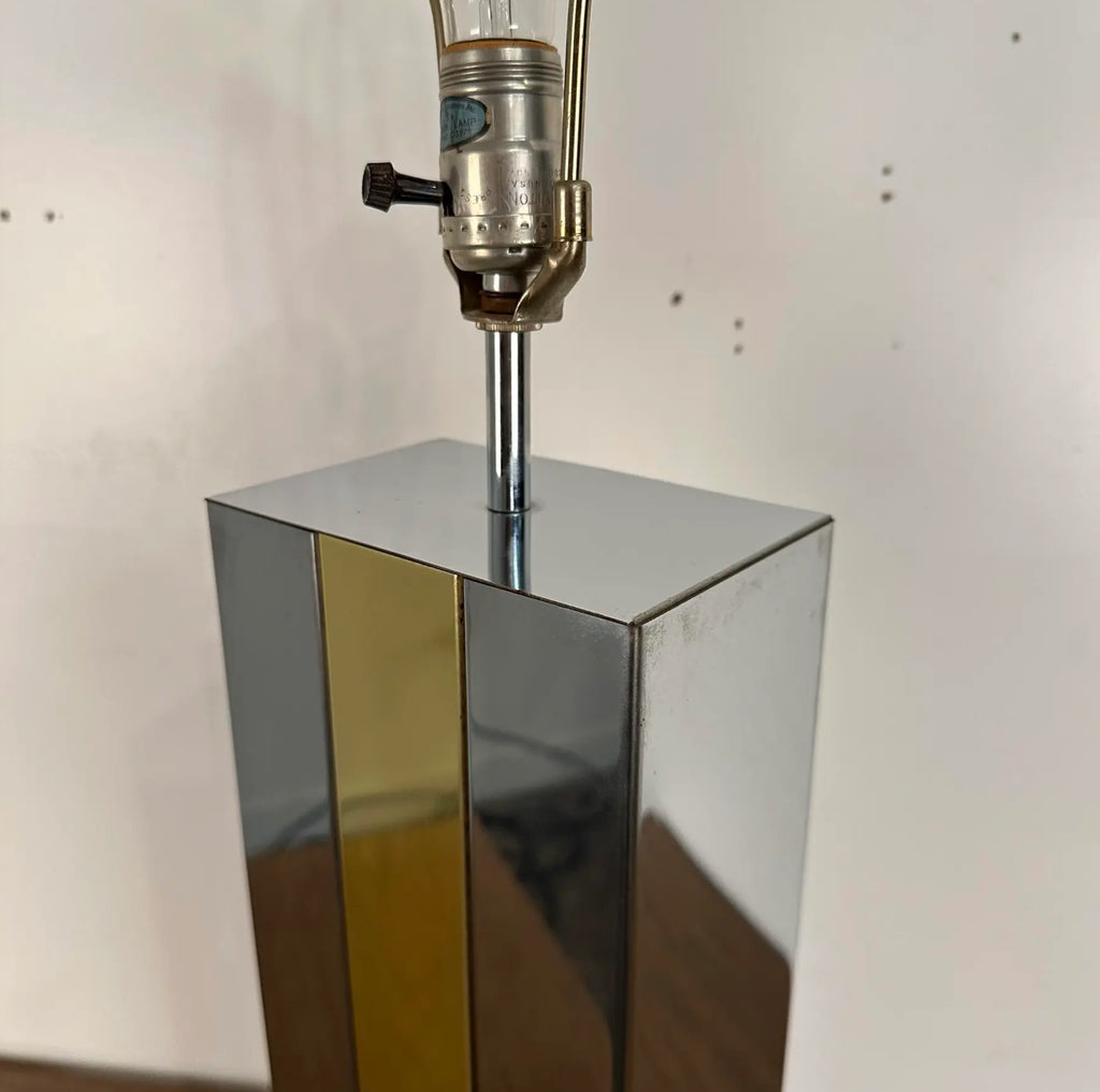 Robert Sonneman Chrome and Brass Table Lamp Style of Paul Evans