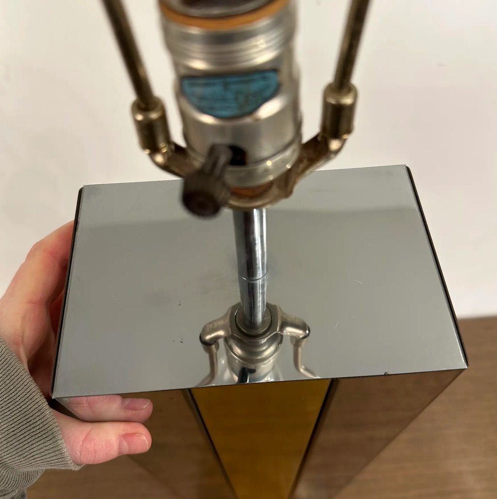 Robert Sonneman Chrome and Brass Table Lamp Style of Paul Evans