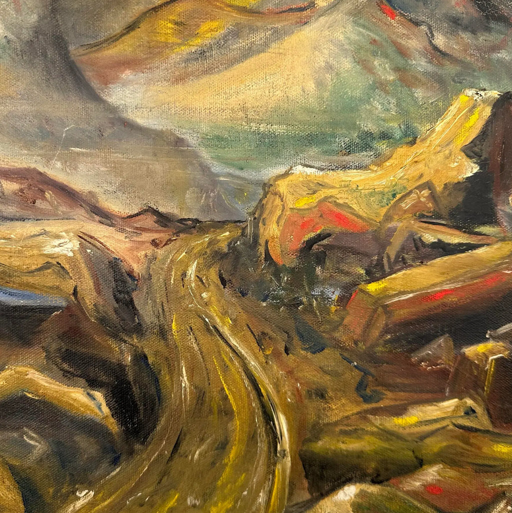 Abstract Landscape Painting Singed Ed Sherman 1947