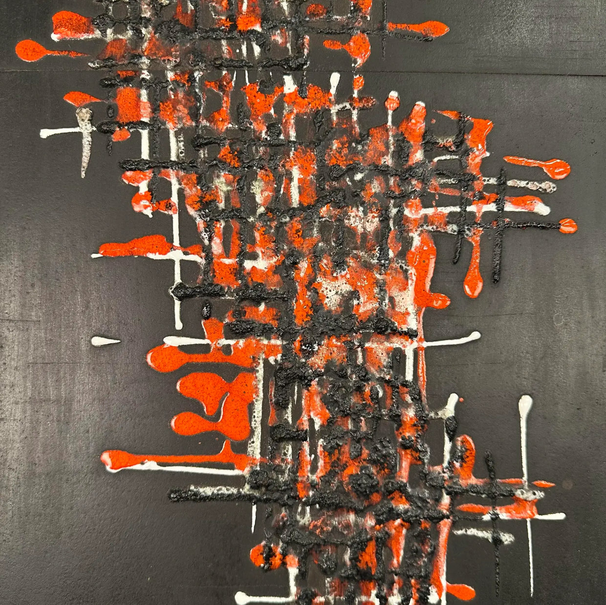 Abstract Brutalist Glaze on Slate Tile