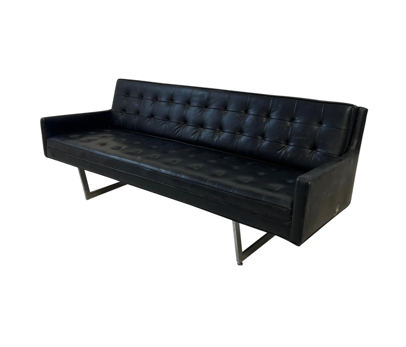 Prestige Leather Sofa With Chrome Legs
