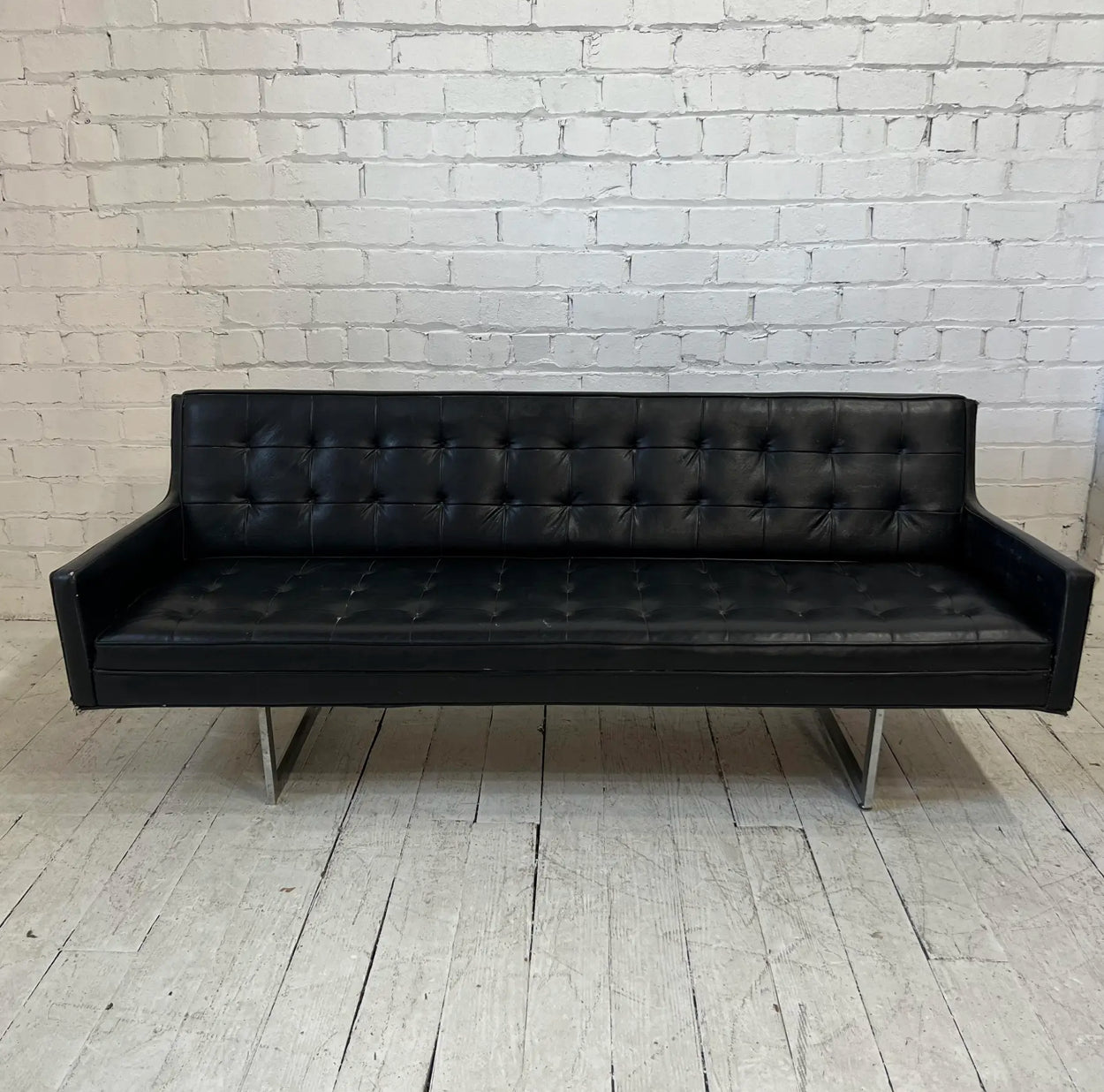 Prestige Leather Sofa With Chrome Legs