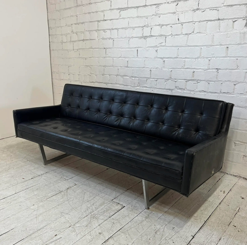 Prestige Leather Sofa With Chrome Legs