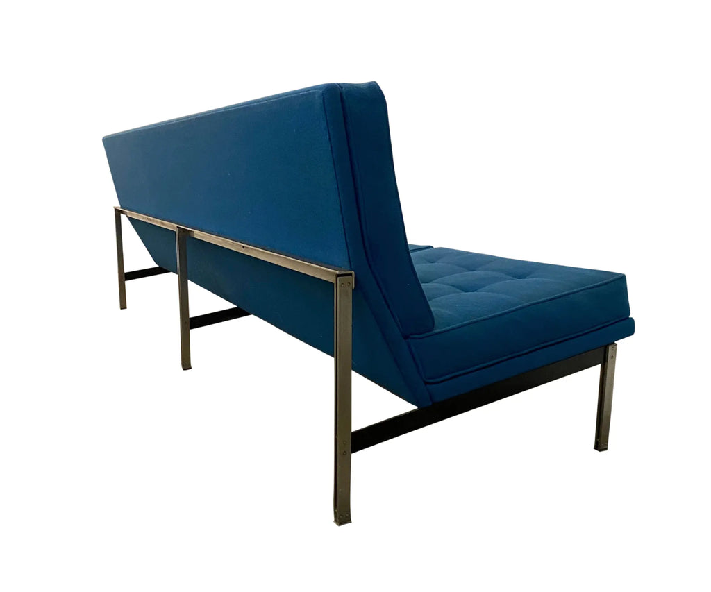 Florence Knoll Parallel Sofa Blue and Chrome
