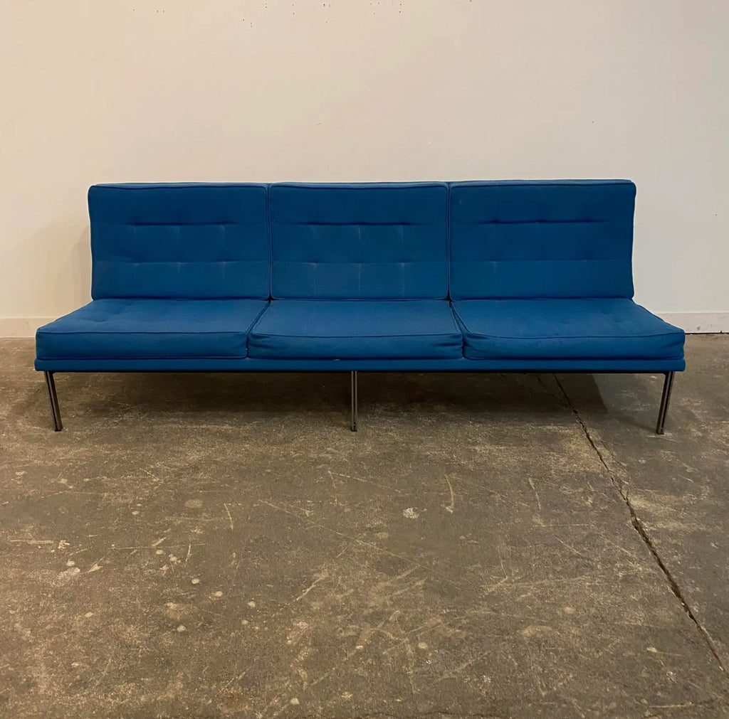 Florence Knoll Parallel Sofa Blue and Chrome