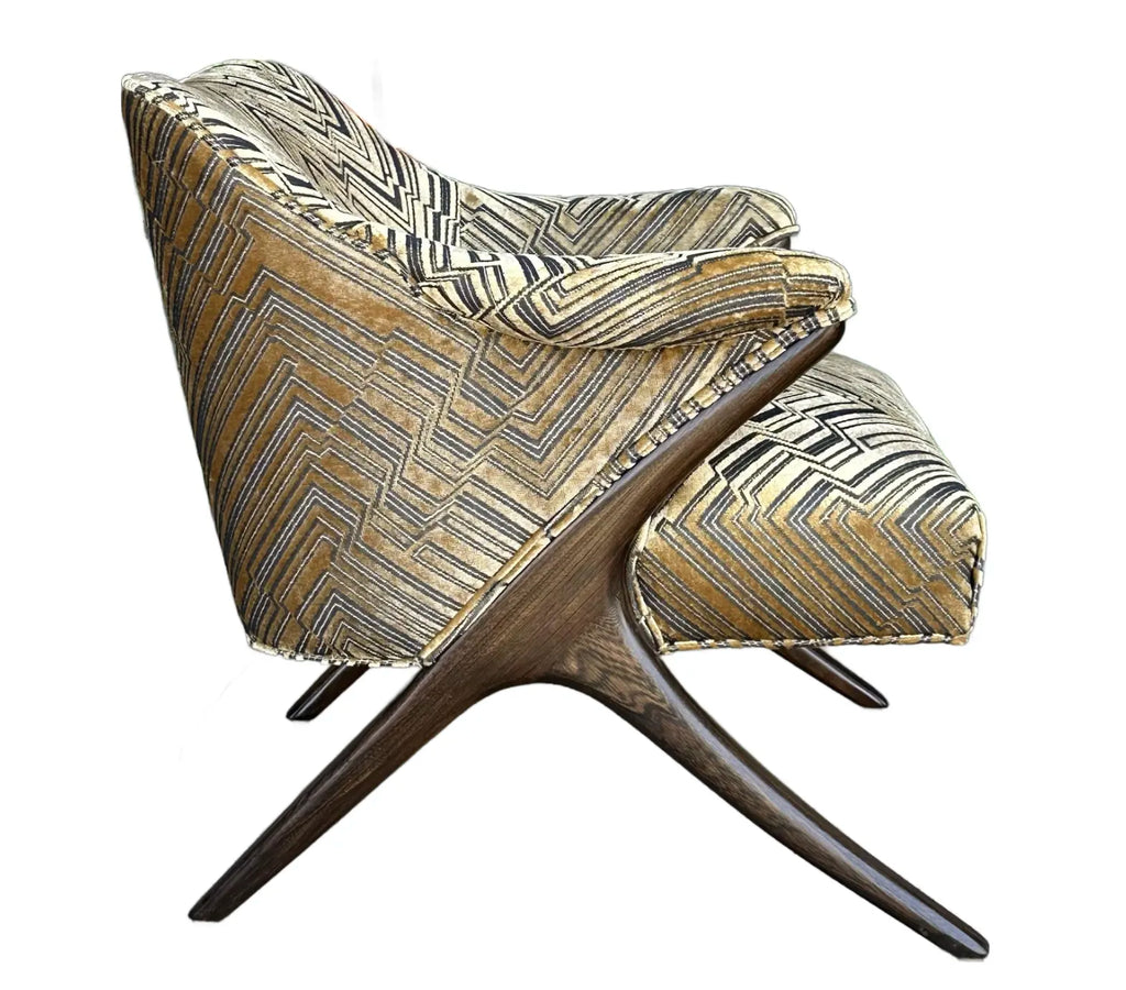 Lounge Chair Attributed to Karpen in Jim Thompson Fabric