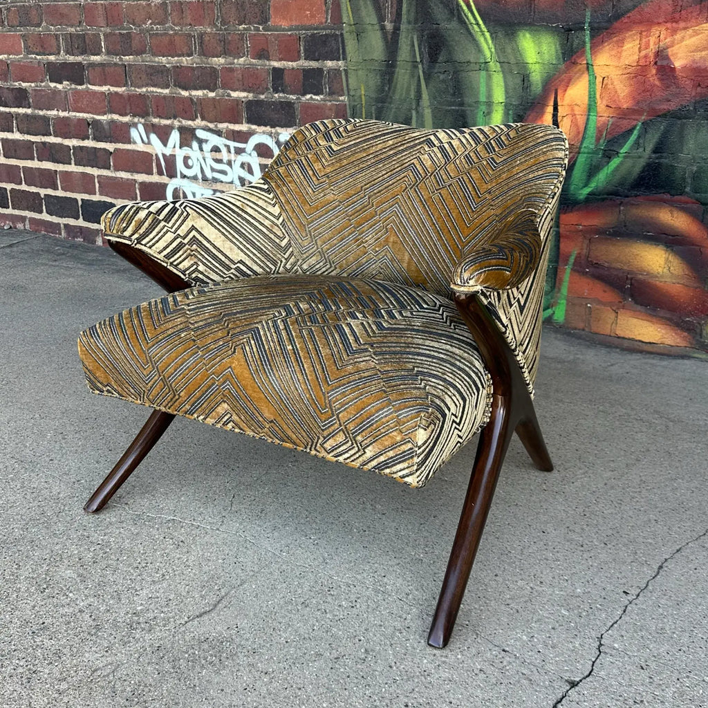 Lounge Chair Attributed to Karpen in Jim Thompson Fabric