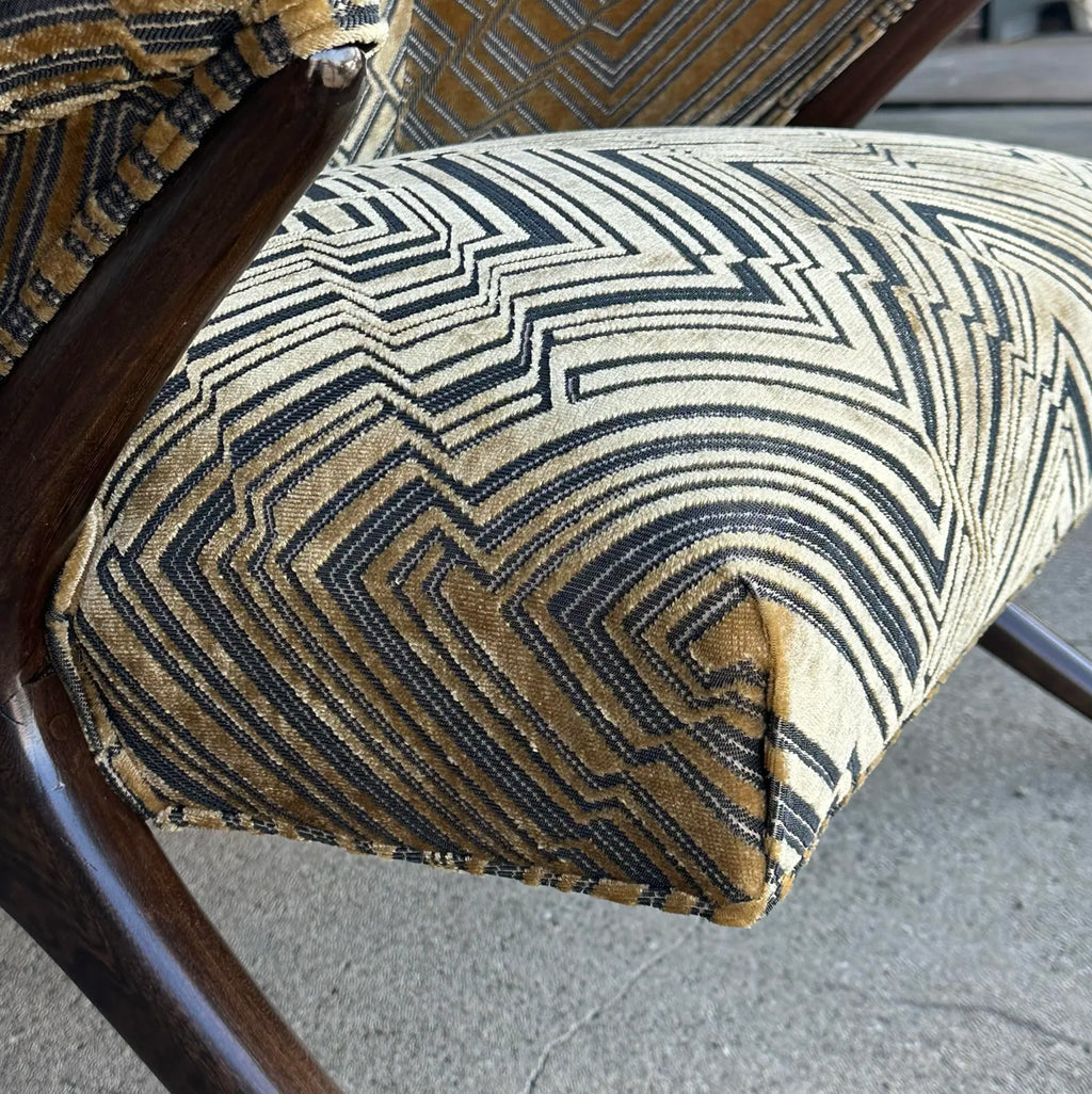 Lounge Chair Attributed to Karpen in Jim Thompson Fabric