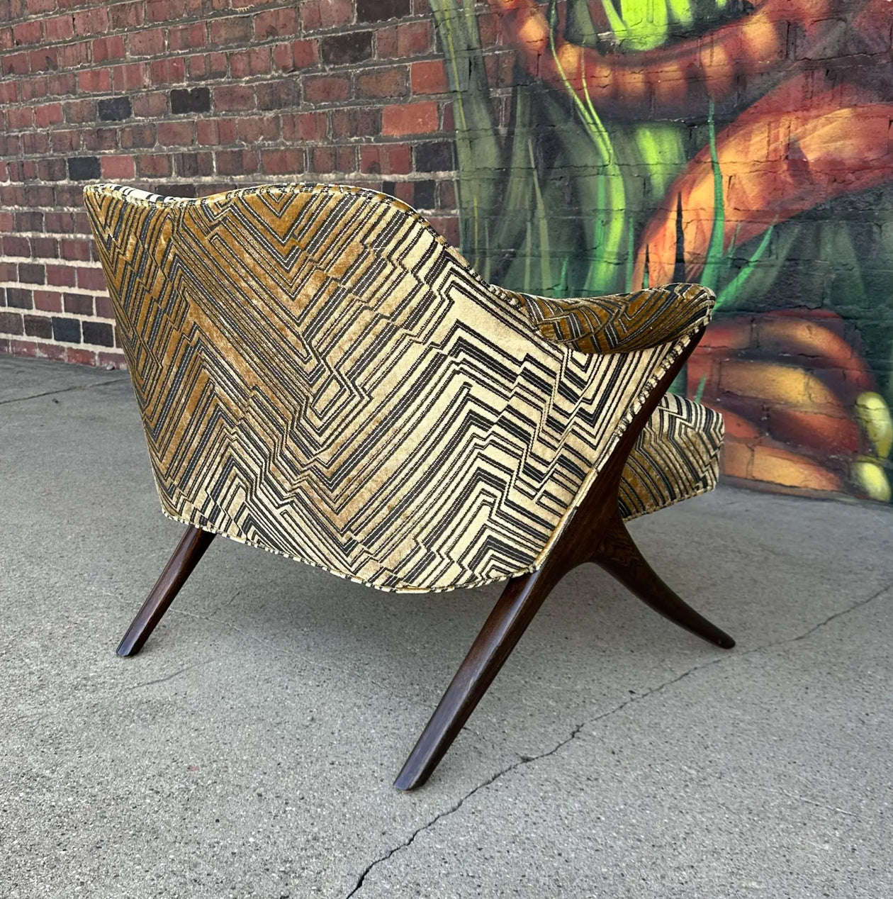 Lounge Chair Attributed to Karpen in Jim Thompson Fabric