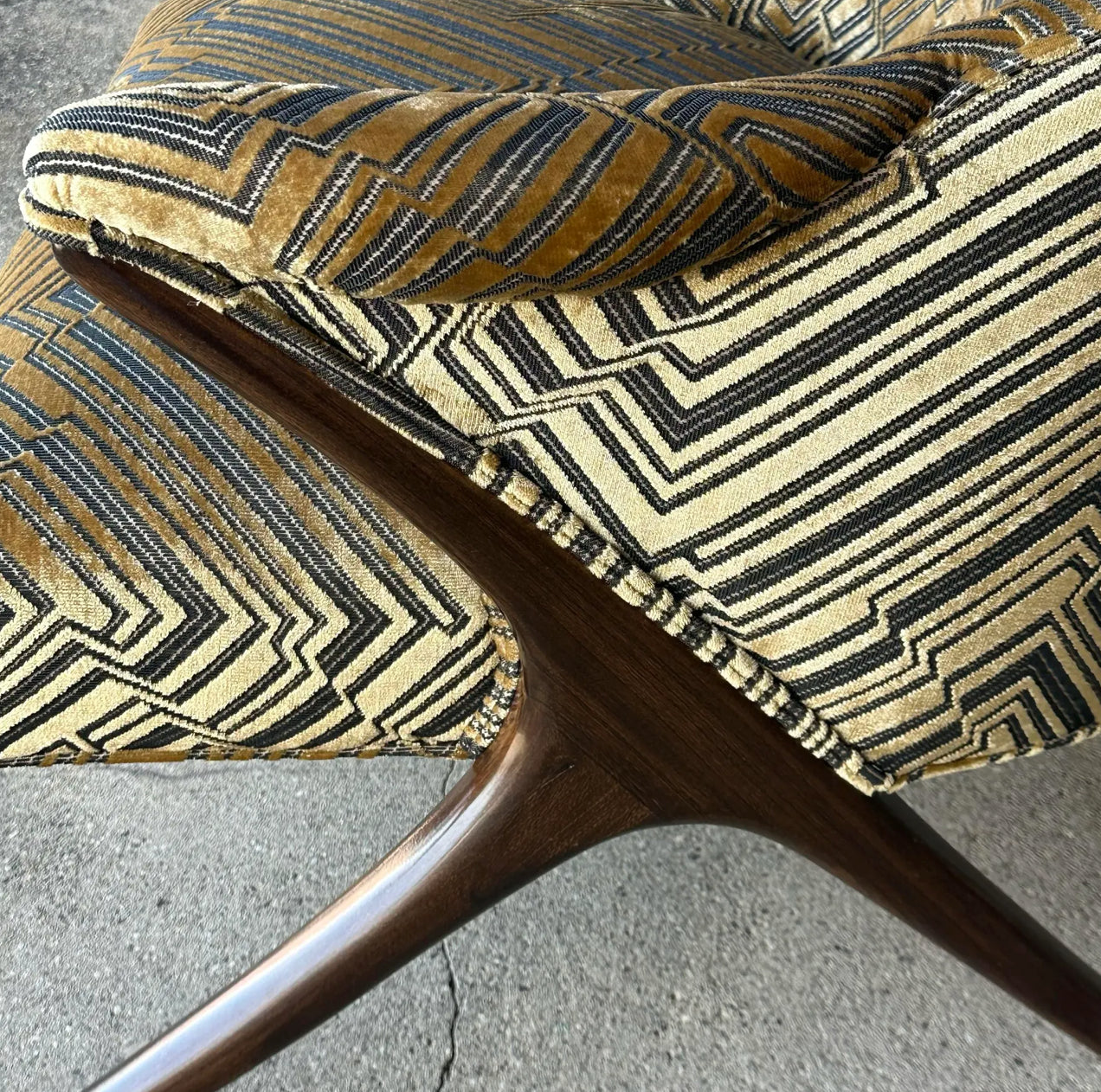 Lounge Chair Attributed to Karpen in Jim Thompson Fabric