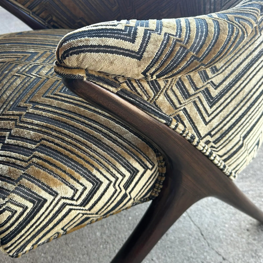 Lounge Chair Attributed to Karpen in Jim Thompson Fabric