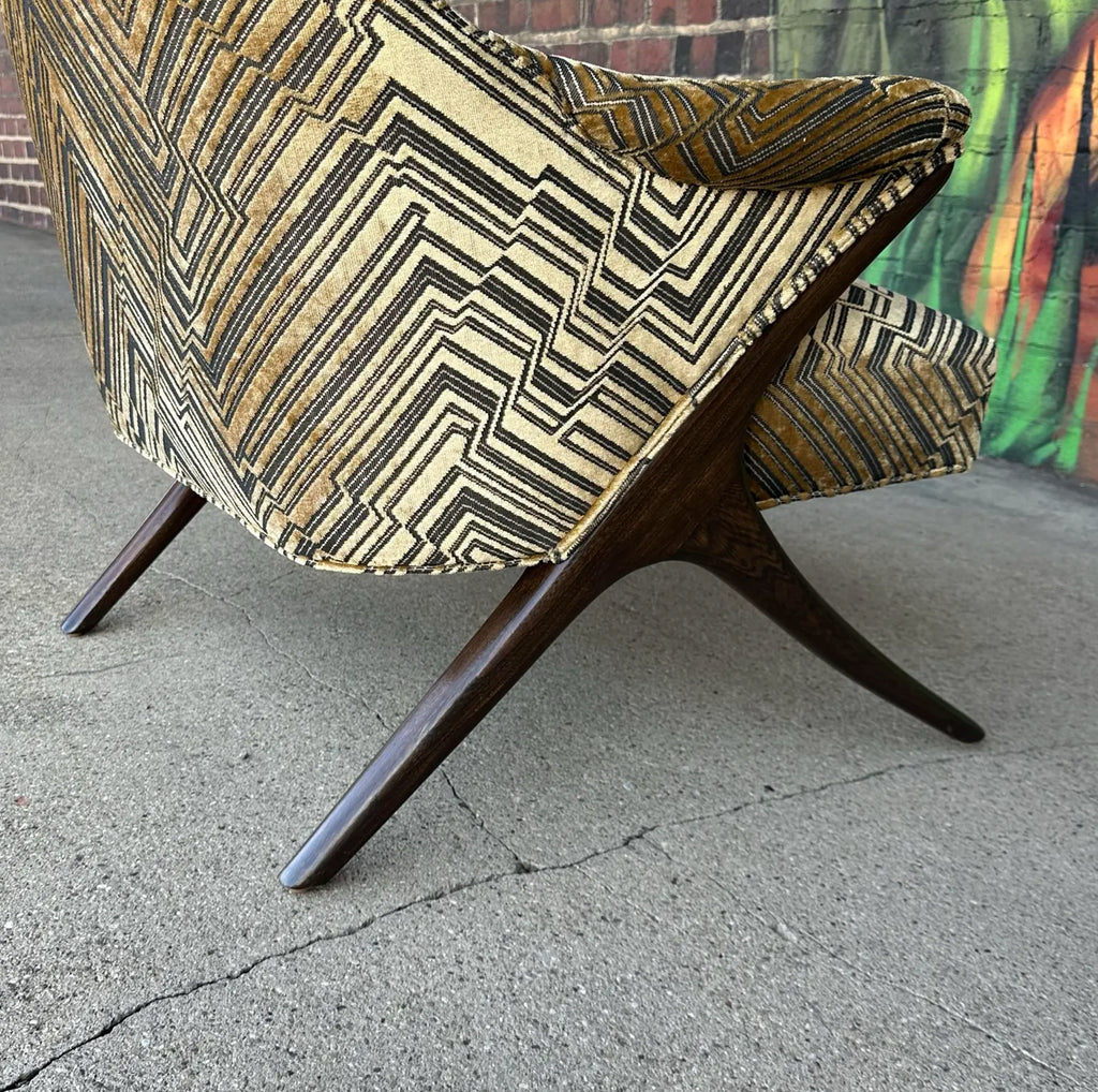 Lounge Chair Attributed to Karpen in Jim Thompson Fabric