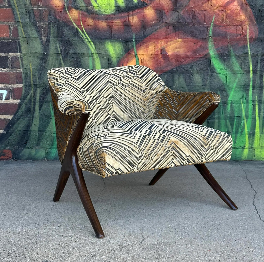 Lounge Chair Attributed to Karpen in Jim Thompson Fabric