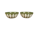 Pair of Cathrine Holm Bowl Avocado White Lotus Enamel Norway