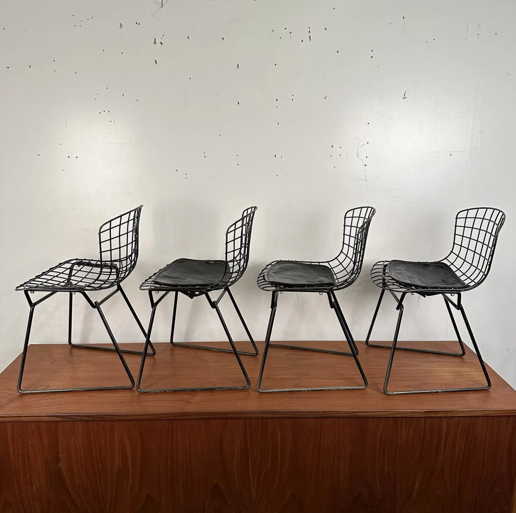 Set of 4 Bertoia for Knoll Children’s Chairs Black XS
