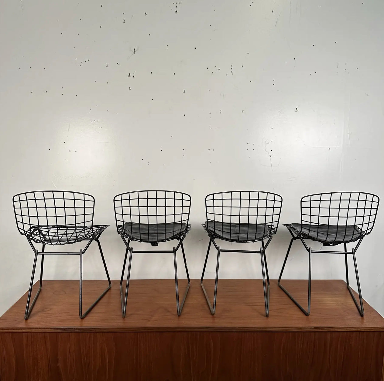Set of 4 Bertoia for Knoll Children’s Chairs Black XS