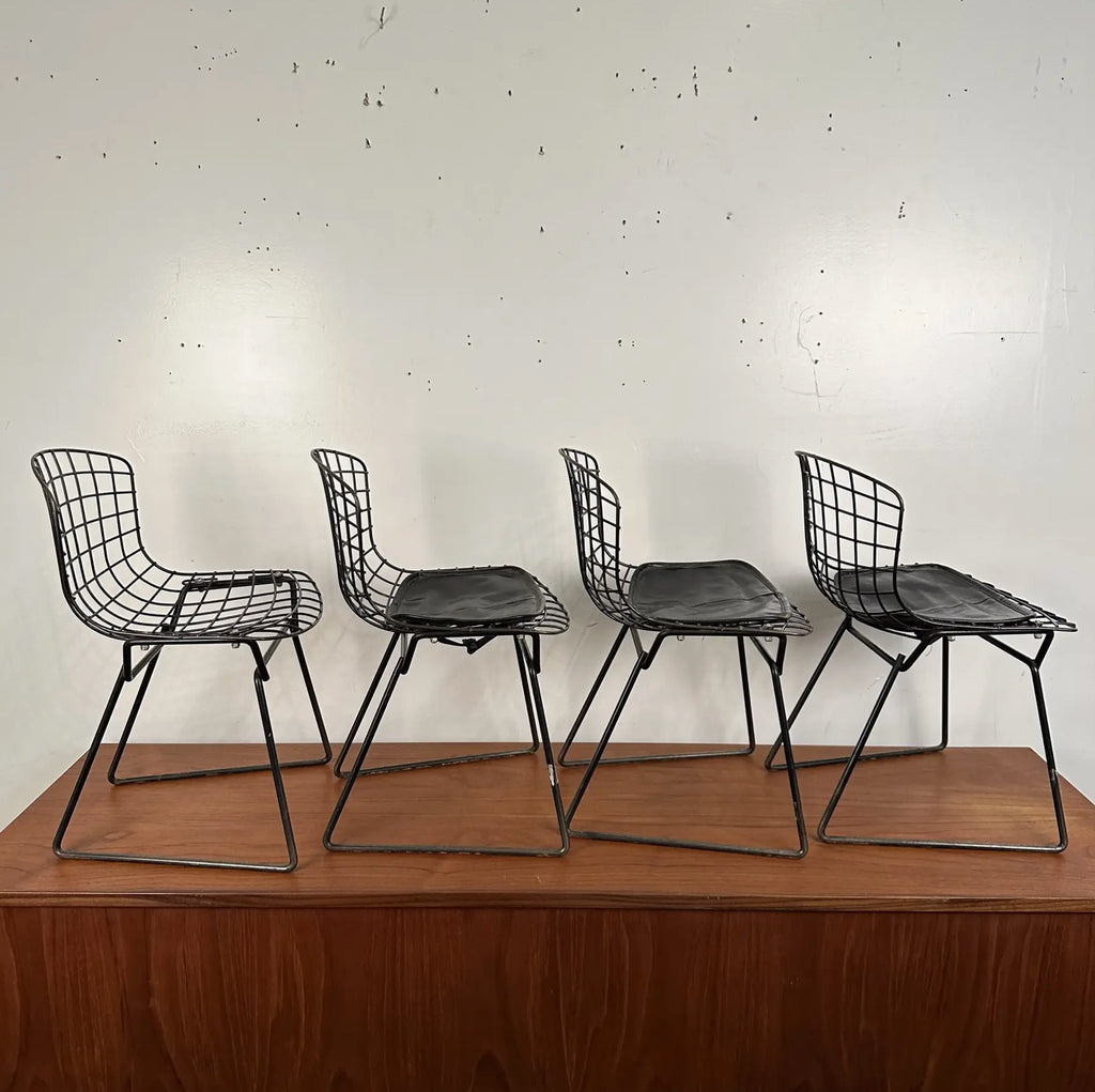 Set of 4 Bertoia for Knoll Children’s Chairs Black XS