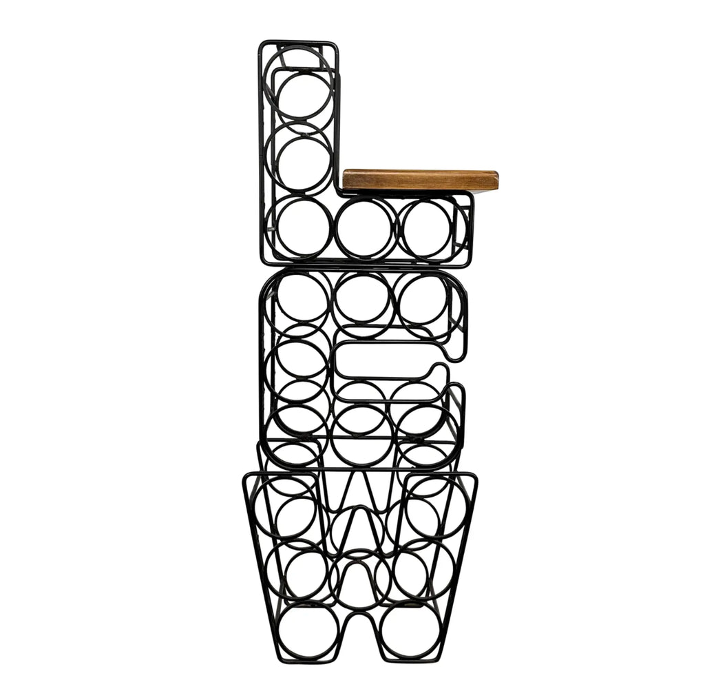 Arthur Umanoff Style Iron & Wood Wine Rack