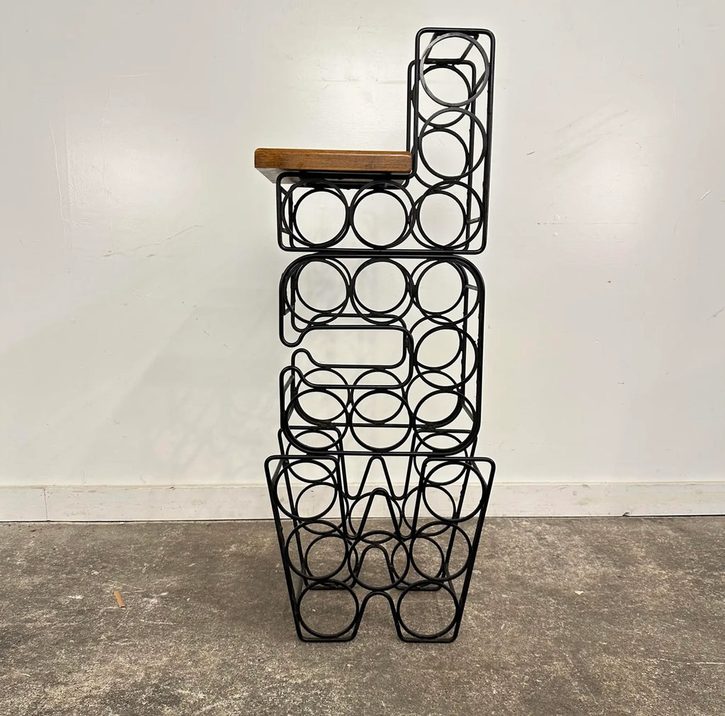 Arthur Umanoff Style Iron & Wood Wine Rack