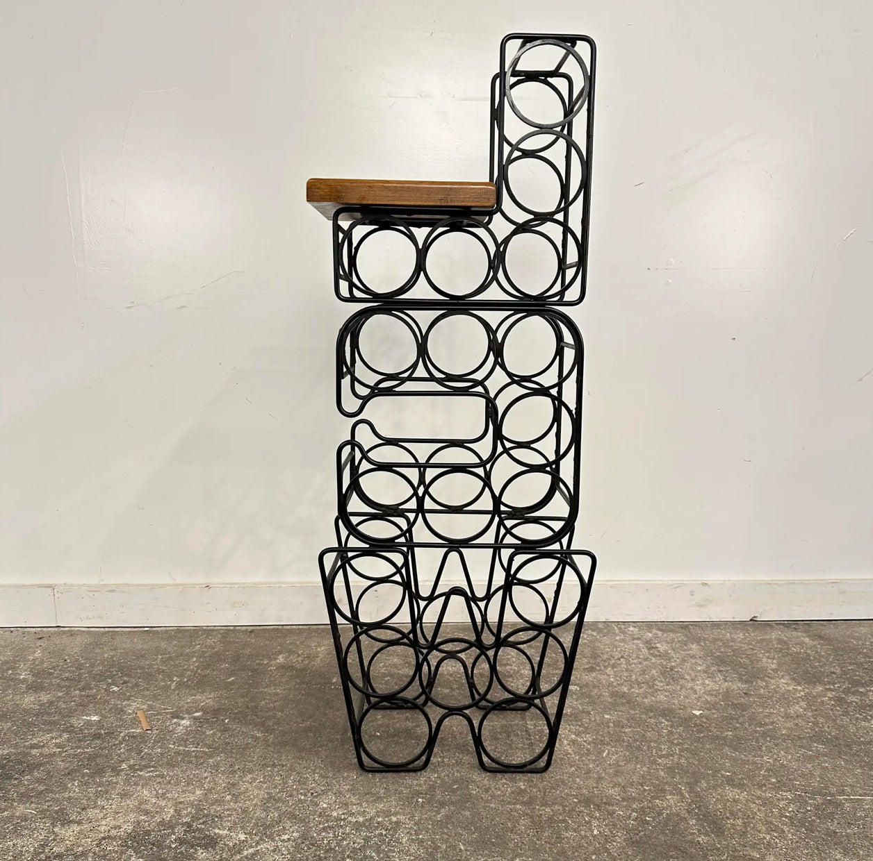 Arthur Umanoff Style Iron & Wood Wine Rack