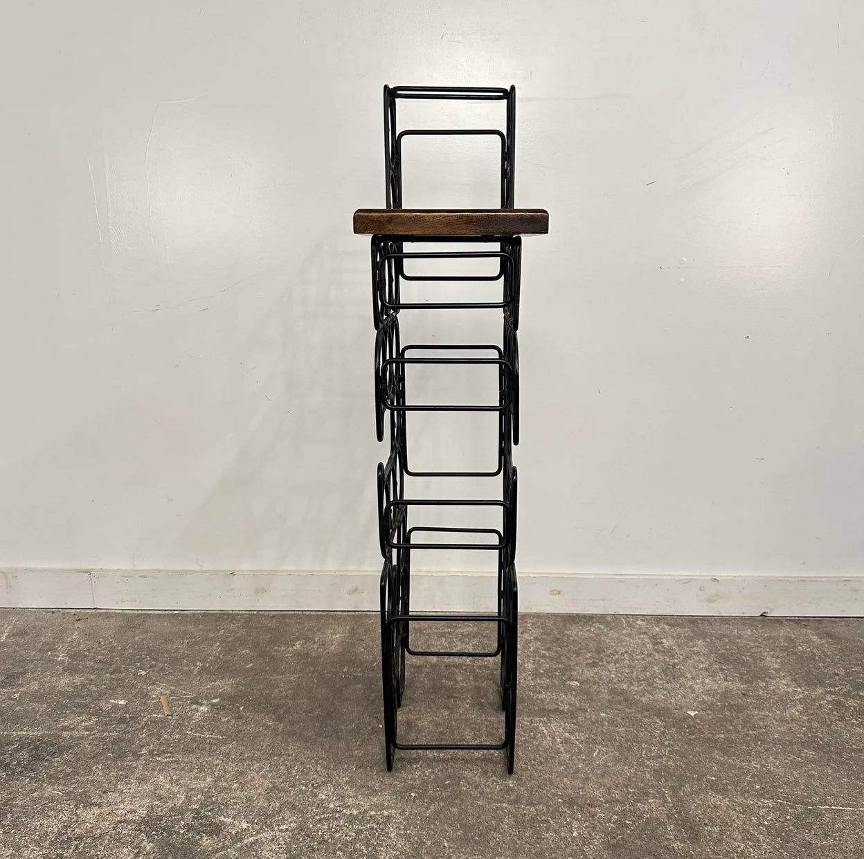 Arthur Umanoff Style Iron & Wood Wine Rack