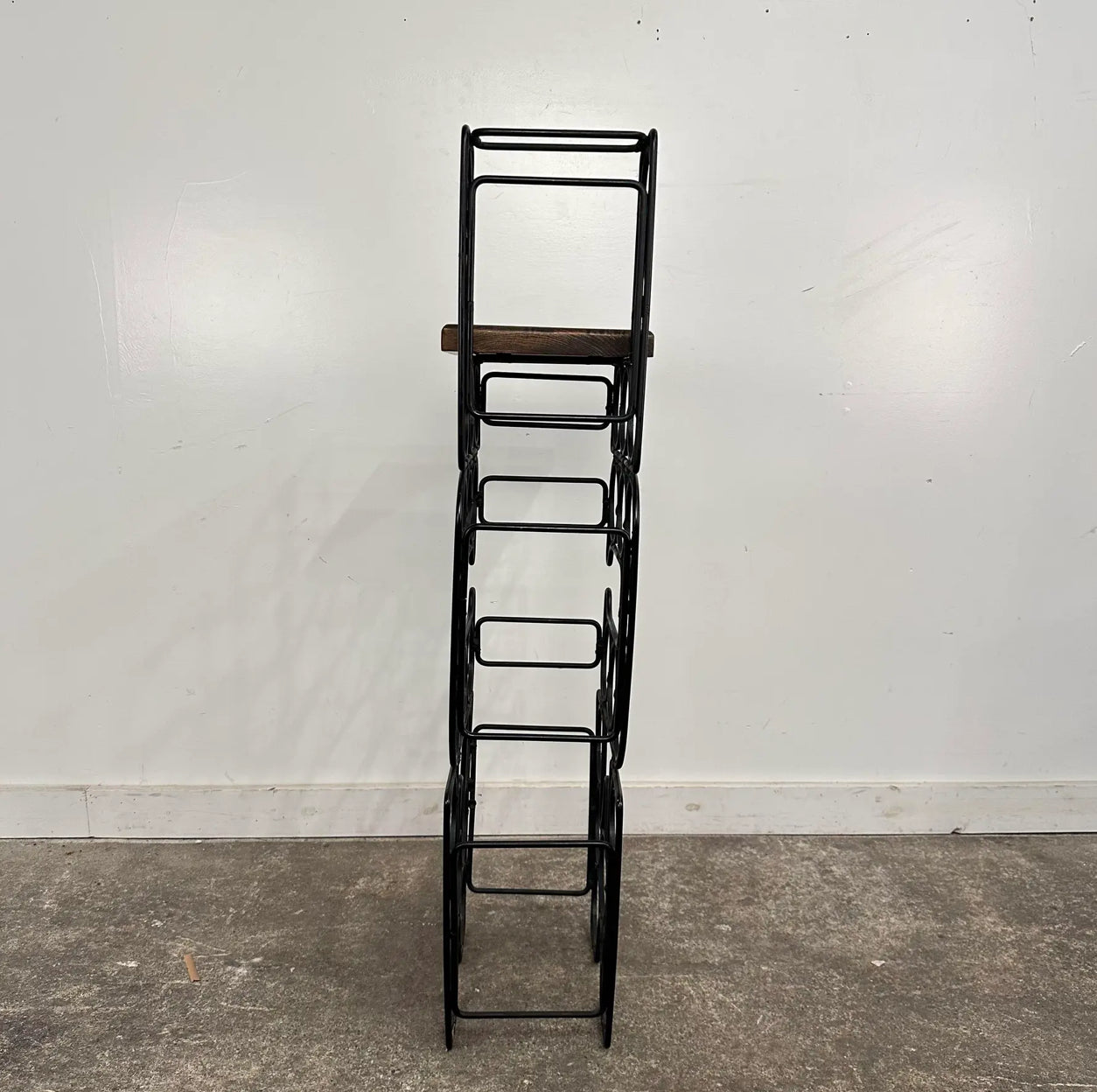 Arthur Umanoff Style Iron & Wood Wine Rack