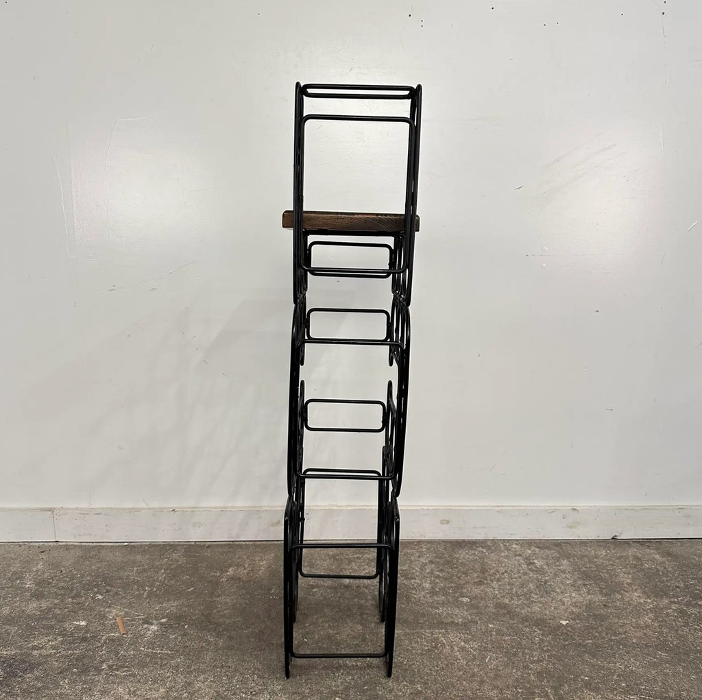 Arthur Umanoff Style Iron & Wood Wine Rack