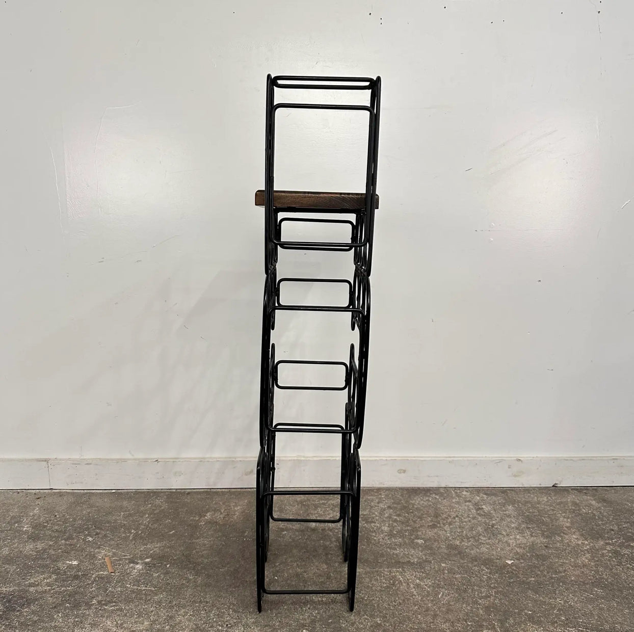 Arthur Umanoff Style Iron & Wood Wine Rack