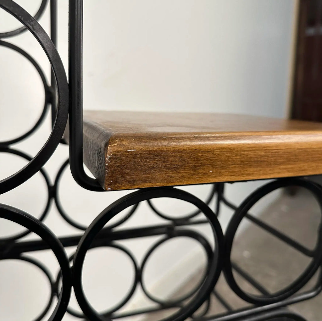 Arthur Umanoff Style Iron & Wood Wine Rack