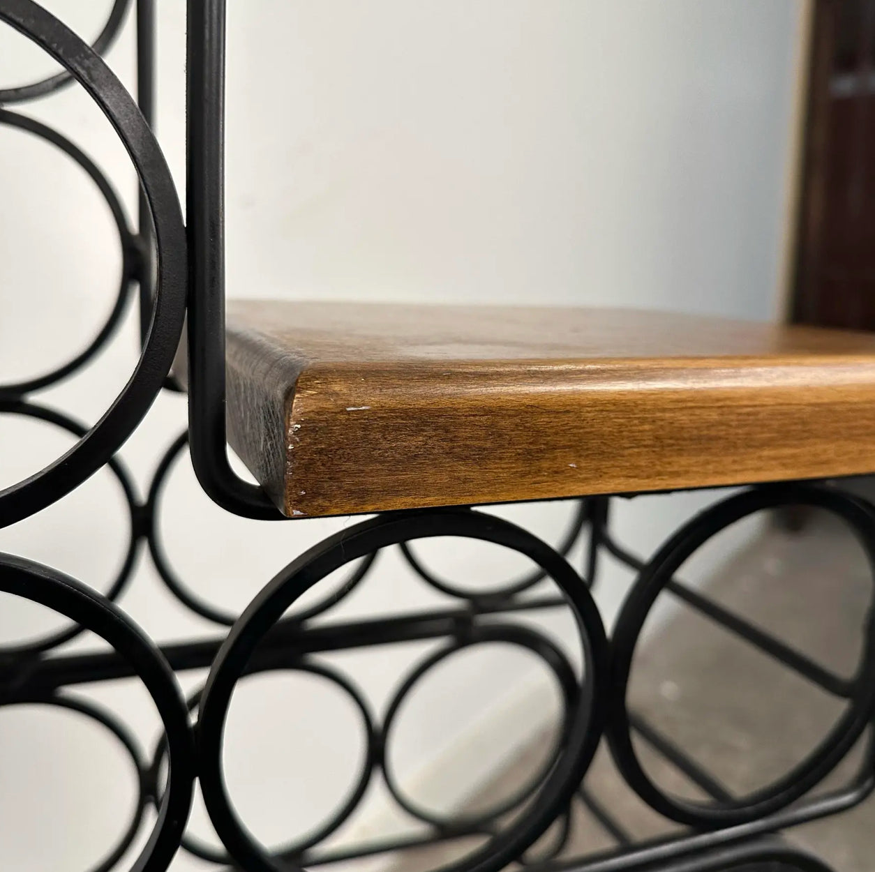 Arthur Umanoff Style Iron & Wood Wine Rack