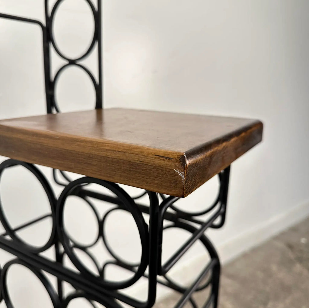 Arthur Umanoff Style Iron & Wood Wine Rack