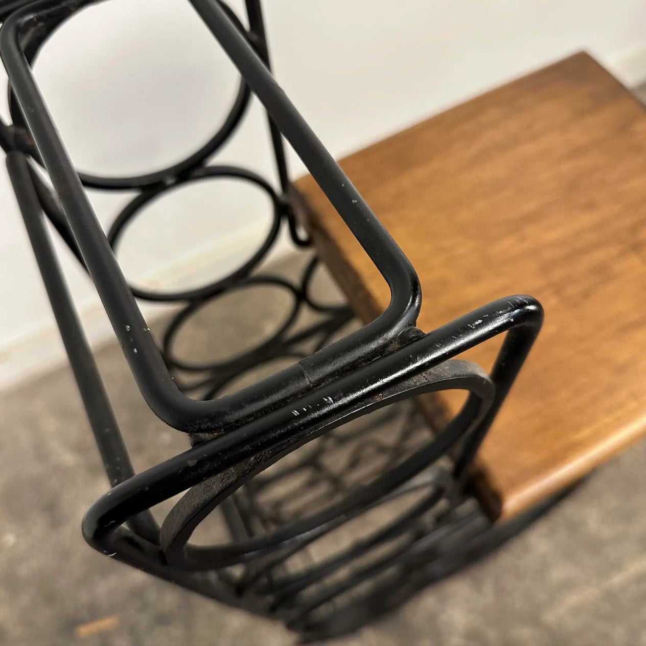 Arthur Umanoff Style Iron & Wood Wine Rack