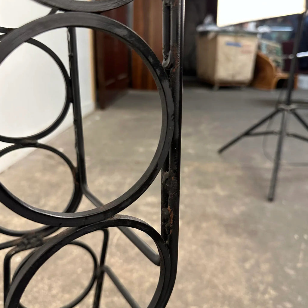 Arthur Umanoff Style Iron & Wood Wine Rack