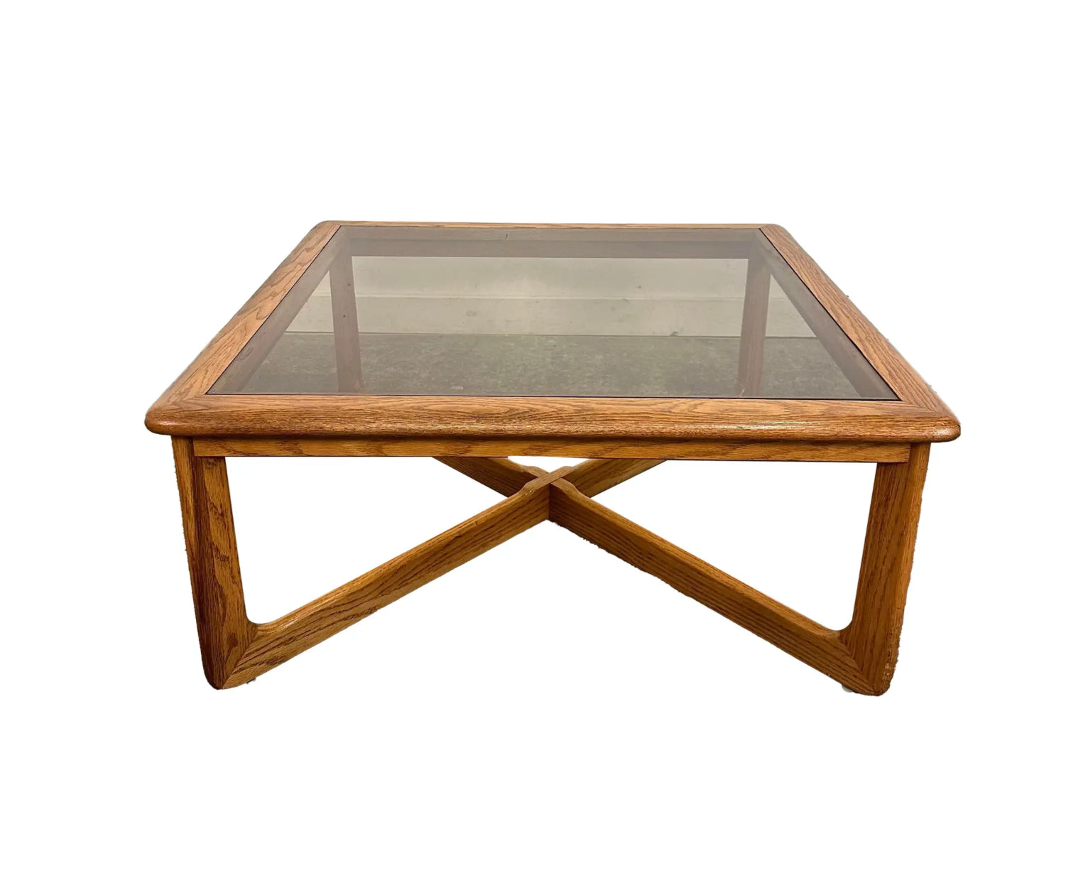 Lane Perception Smoked Glass Top and Oak Coffee Table