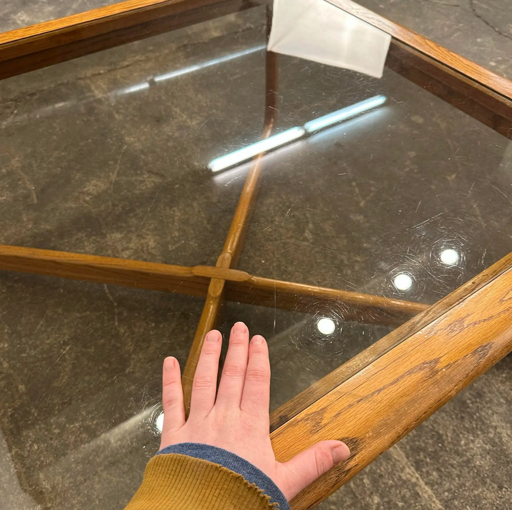 Lane Perception Smoked Glass Top and Oak Coffee Table