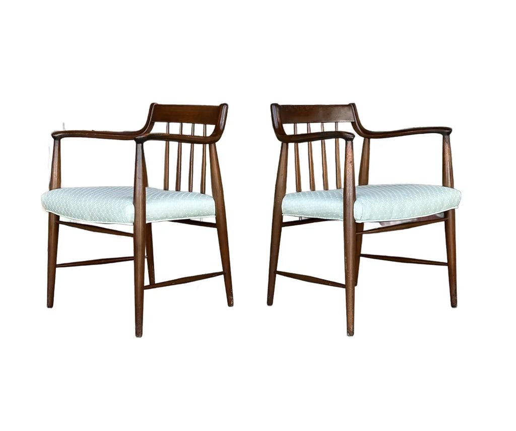 Pair of American Walnut Armchairs by Heritage Henredon