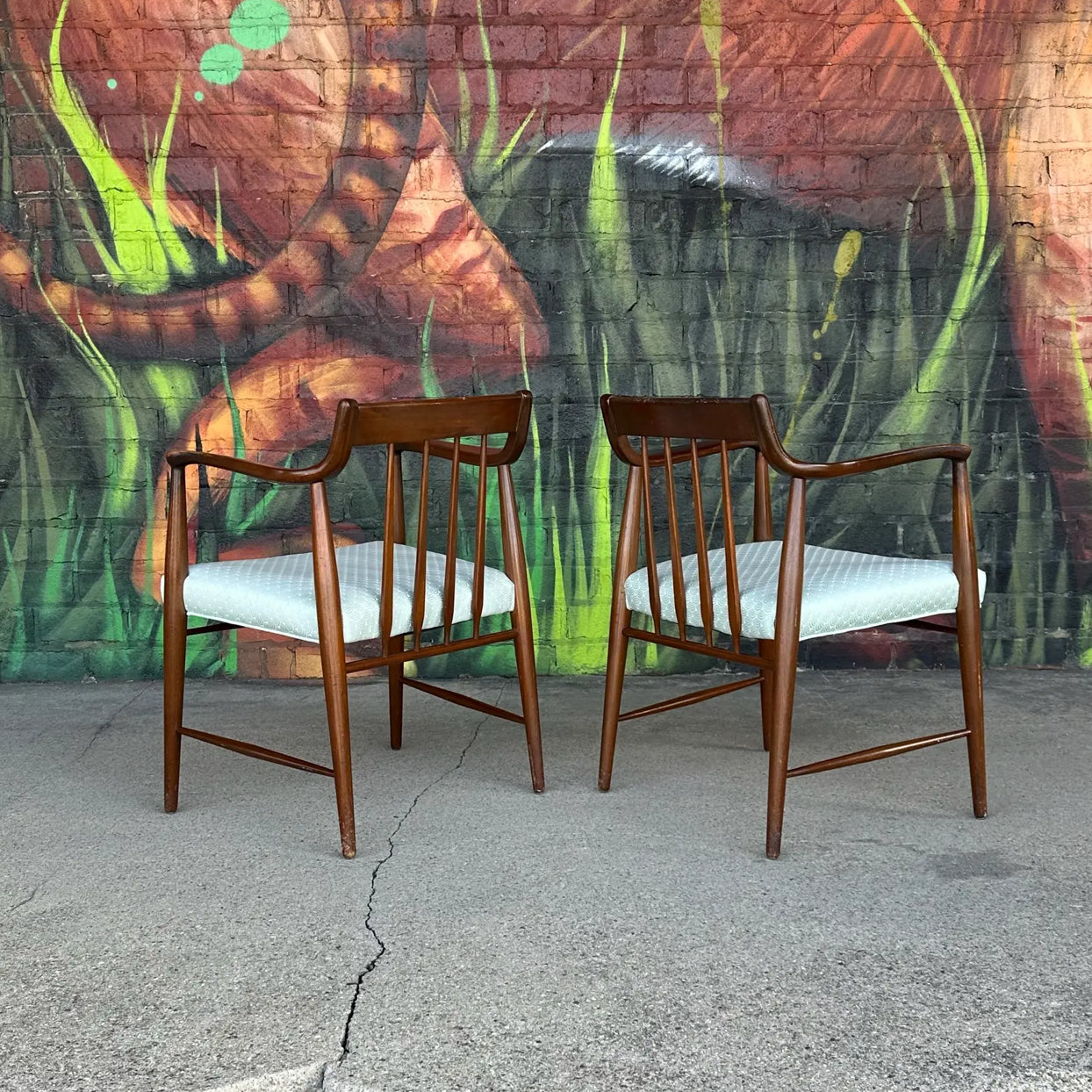 Pair of American Walnut Armchairs by Heritage Henredon